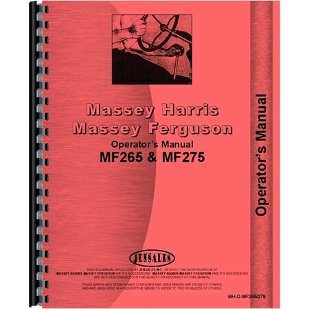 New Operators Manual Fits Massey Ferguson MF 275 Tractor